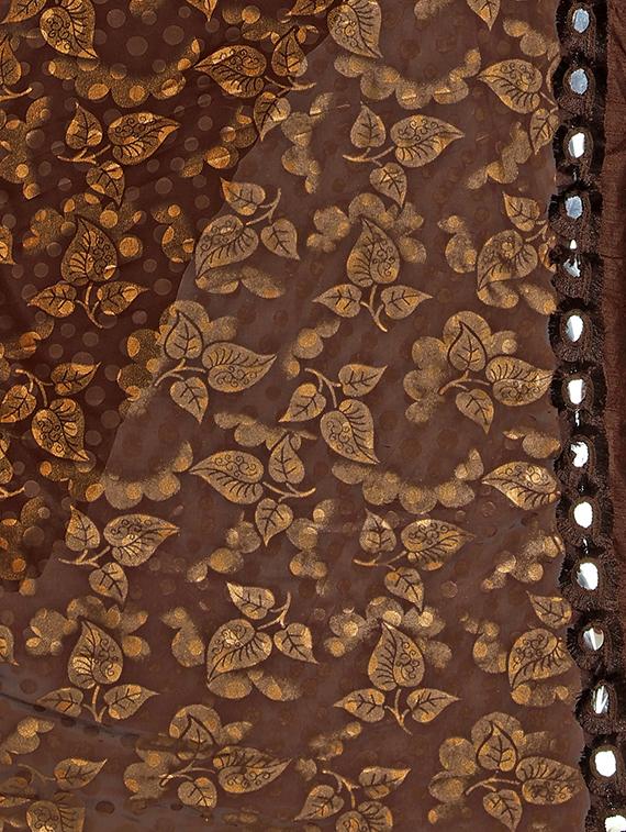foil print ruffled saree with blouse - 17538192 - Zoom Image - 4