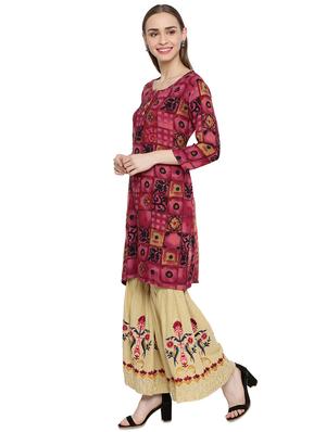 gold print kurta palazzo set - 17538197 - Standard Image - 2