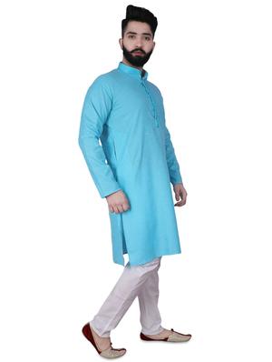 blue solid kurta pyjama set - 17538224 - Standard Image - 2