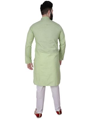 green solid kurta pyjama set - 17538225 - Standard Image - 3