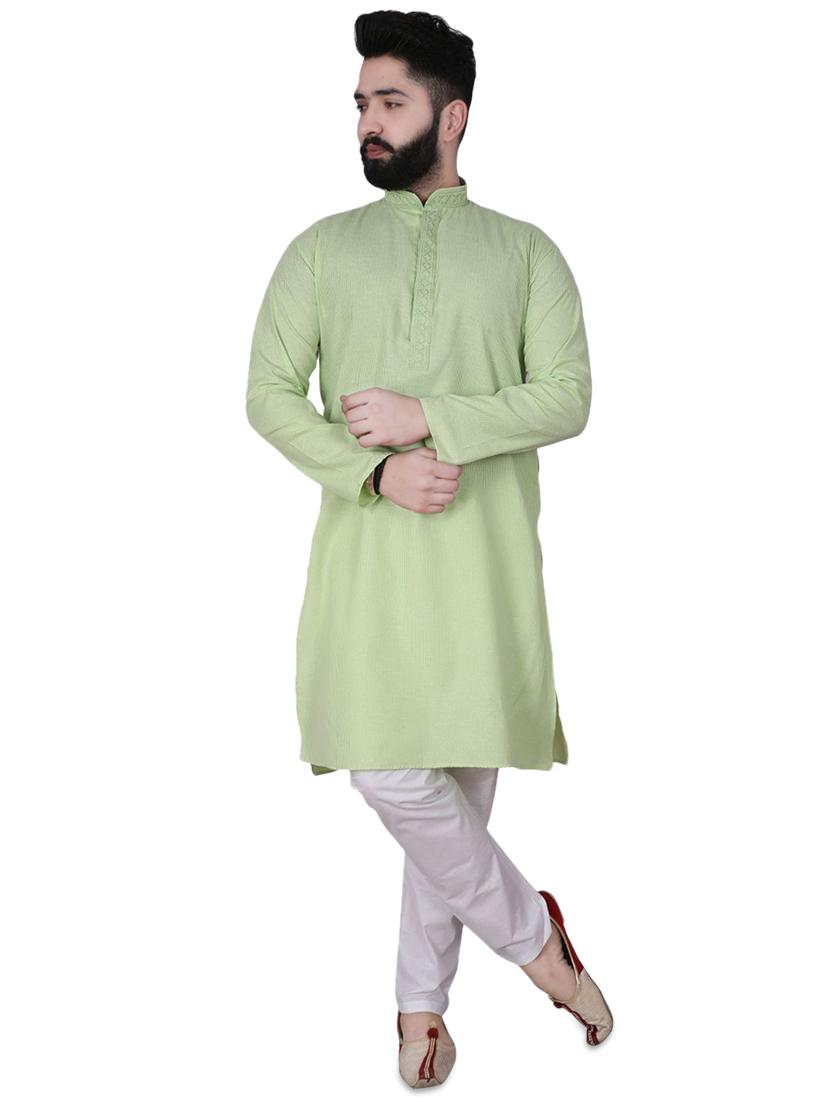 green solid kurta pyjama set - 17538225 - Zoom Image - 1