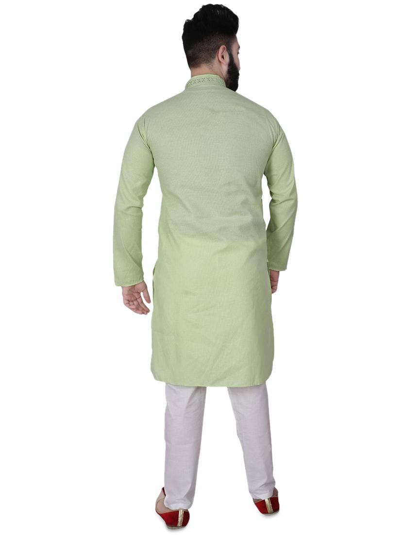 green solid kurta pyjama set - 17538225 - Zoom Image - 3