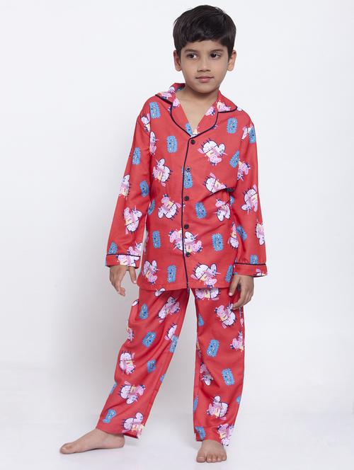 red pyjama set nightwear - 17538447 - Standard Image - 1