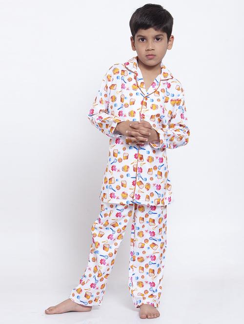 white pyjama set nightwear - 17538451 - Standard Image - 1