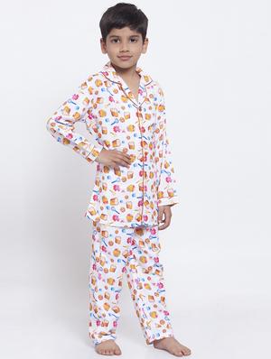 white pyjama set nightwear - 17538451 - Standard Image - 2