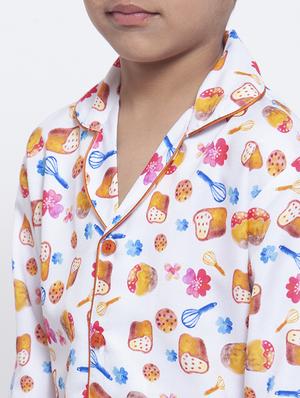 white pyjama set nightwear - 17538451 - Standard Image - 4