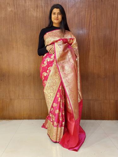 hot pink paschmina silk saree - 17538977 - Standard Image - 1