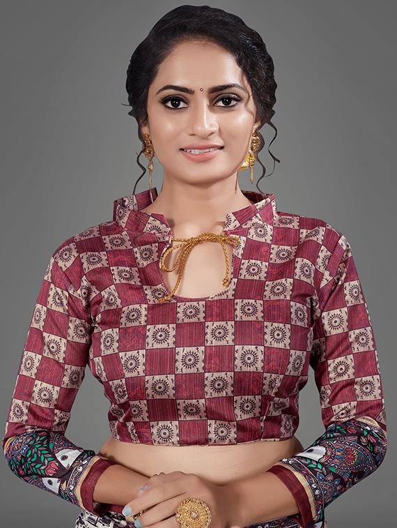 warli printed saree with blouse - 17539119 - Zoom Image - 3