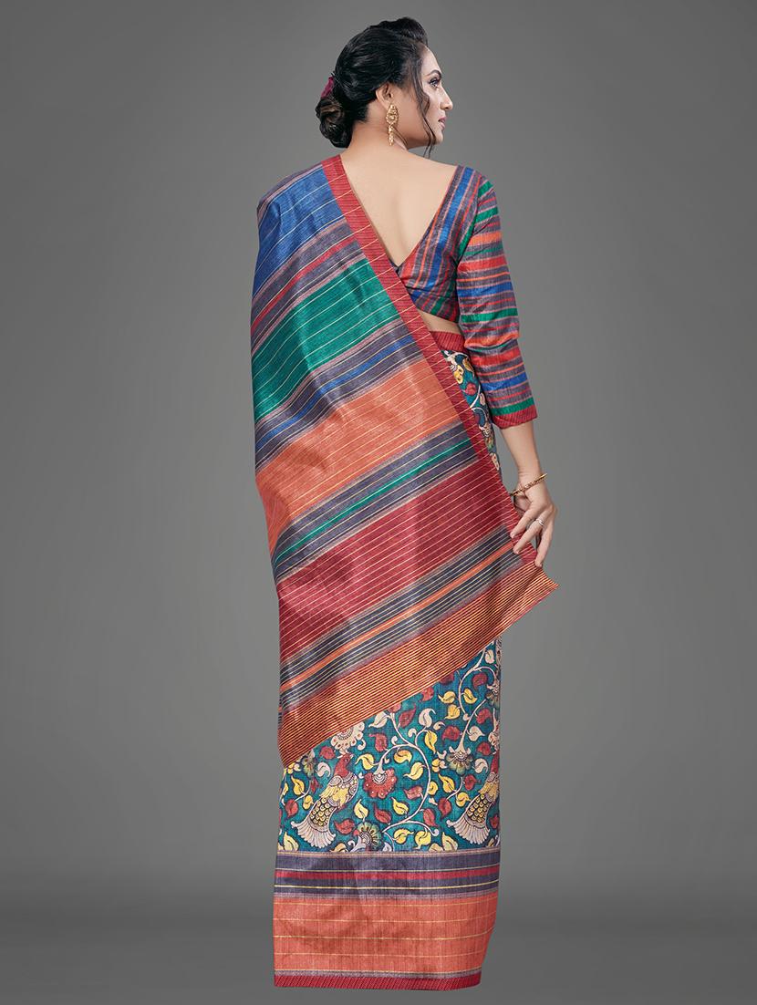 kalamkari printed saree with blouse - 17539124 - Zoom Image - 2