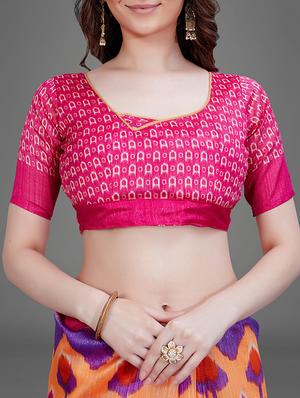 ikat printed saree with blouse - 17539146 - Standard Image - 3