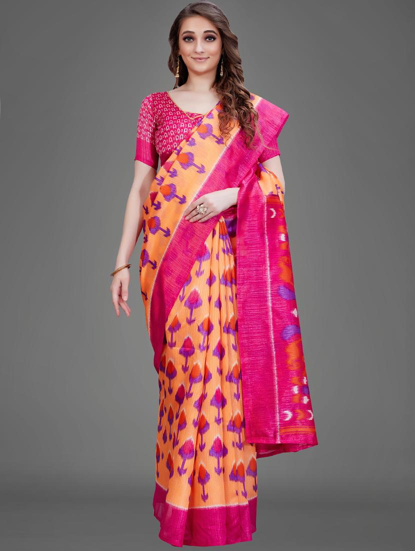 ikat printed saree with blouse - 17539146 - Zoom Image - 1