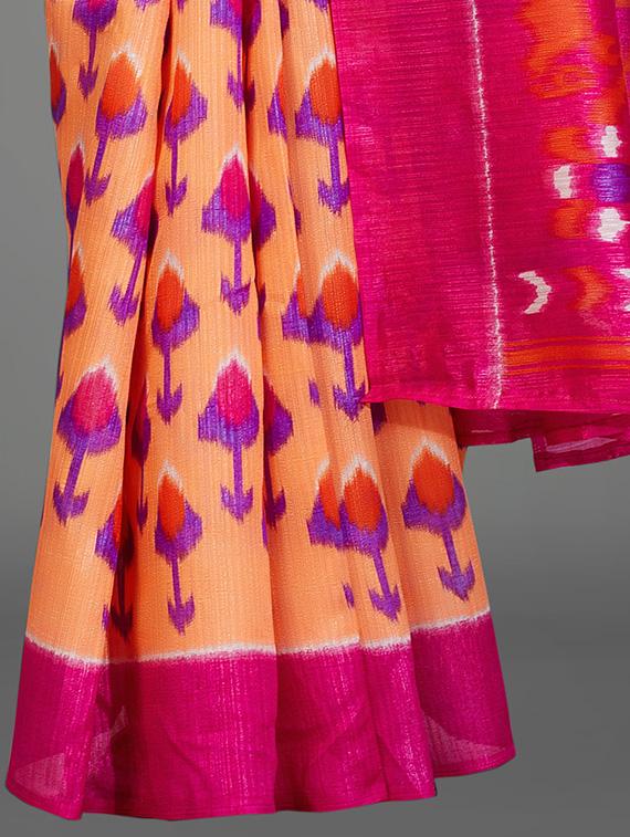 ikat printed saree with blouse - 17539146 - Zoom Image - 4