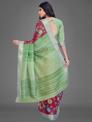 floral printed saree with blouse - 17539153 - Standard Image - 2