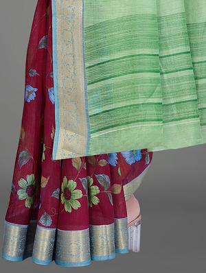 floral printed saree with blouse - 17539153 - Standard Image - 4