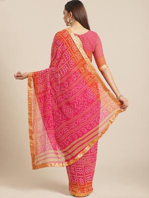 bandhani printed saree with blouse - 17539163 - Standard Image - 2