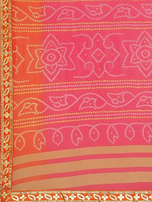 bandhani printed saree with blouse - 17539163 - Standard Image - 4