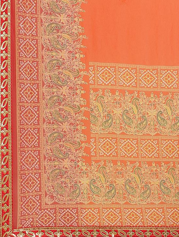solid printed saree with blouse - 17539166 - Zoom Image - 4