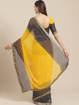 solid bordered saree with blouse - 17539168 - Standard Image - 2
