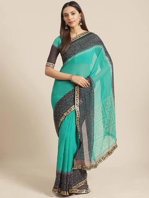 bandhani printed saree with blouse - 17539171 - Standard Image - 1