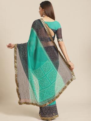 bandhani printed saree with blouse - 17539171 - Standard Image - 2