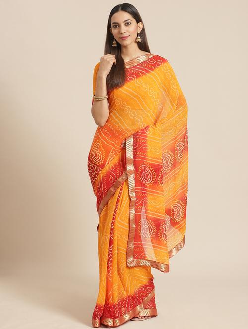 bnadhani printed saree with blouse - 17539174 - Standard Image - 1