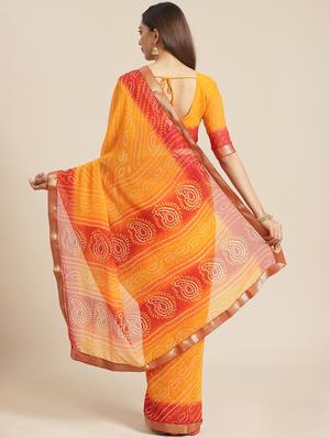 bnadhani printed saree with blouse - 17539174 - Standard Image - 2
