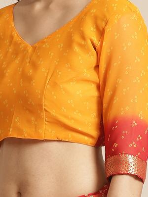 bnadhani printed saree with blouse - 17539174 - Standard Image - 3