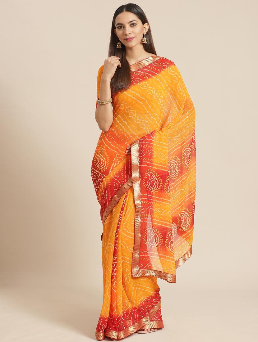 bnadhani printed saree with blouse - 17539174 - Zoom Image - 1