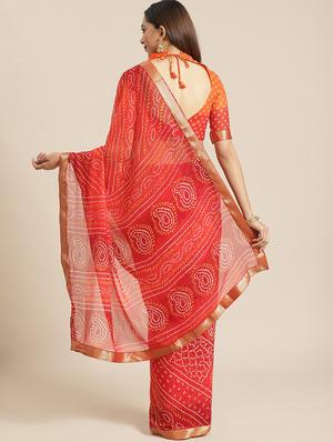 bandhani printed saree with blouse - 17539175 - Standard Image - 2