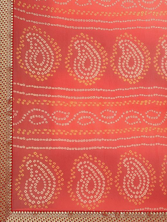 bandhani printed saree with blouse - 17539175 - Zoom Image - 4