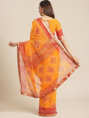 bandhani printed saree with blouse - 17539176 - Standard Image - 2