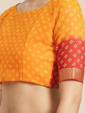 bandhani printed saree with blouse - 17539176 - Standard Image - 3