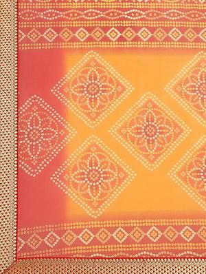 bandhani printed saree with blouse - 17539176 - Standard Image - 4