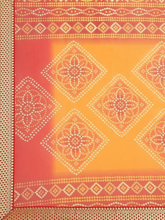 bandhani printed saree with blouse - 17539176 - Zoom Image - 4