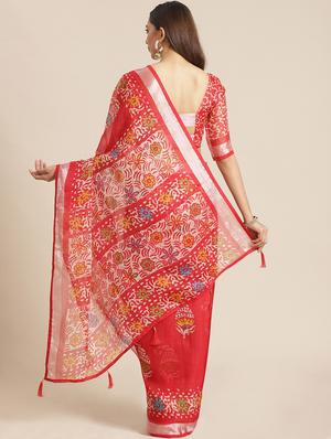 maroon art silk printed saree with blouse - 17539181 - Standard Image - 2
