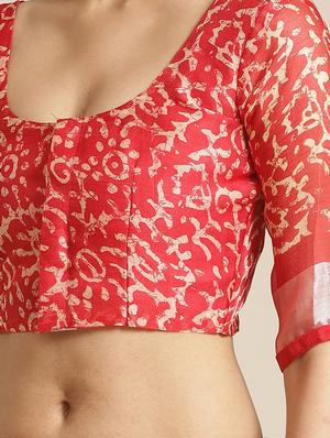 maroon art silk printed saree with blouse - 17539181 - Standard Image - 3