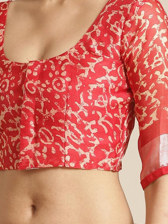 maroon art silk printed saree with blouse - 17539181 - Zoom Image - 3
