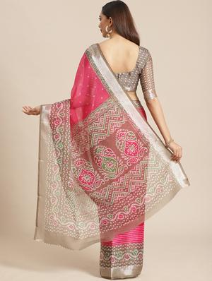 magenta printed saree with blouse - 17539183 - Standard Image - 2