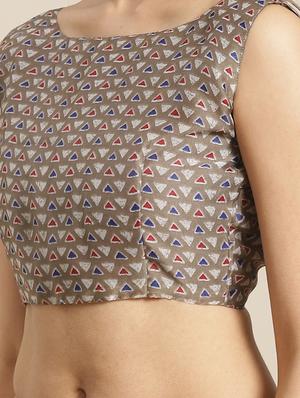 geometrical printed saree with blouse - 17539186 - Standard Image - 3