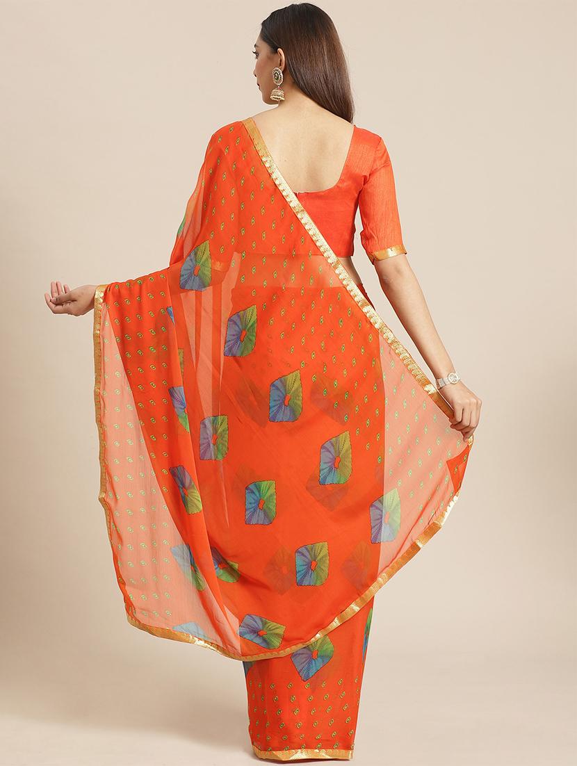 bandhani printed saree with blouse - 17539189 - Zoom Image - 2
