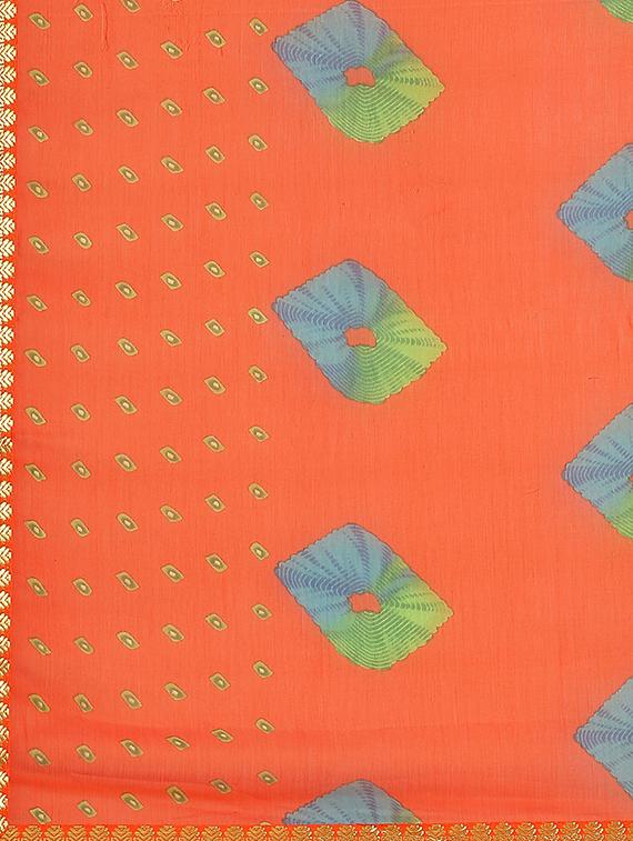 bandhani printed saree with blouse - 17539189 - Zoom Image - 4