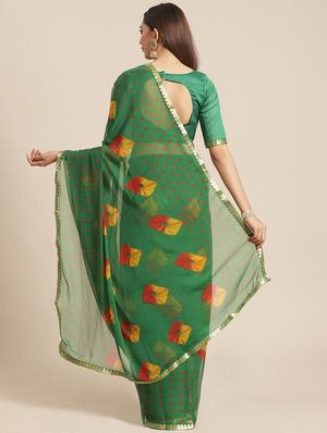 bandhani printed saree with blouse - 17539192 - Standard Image - 2