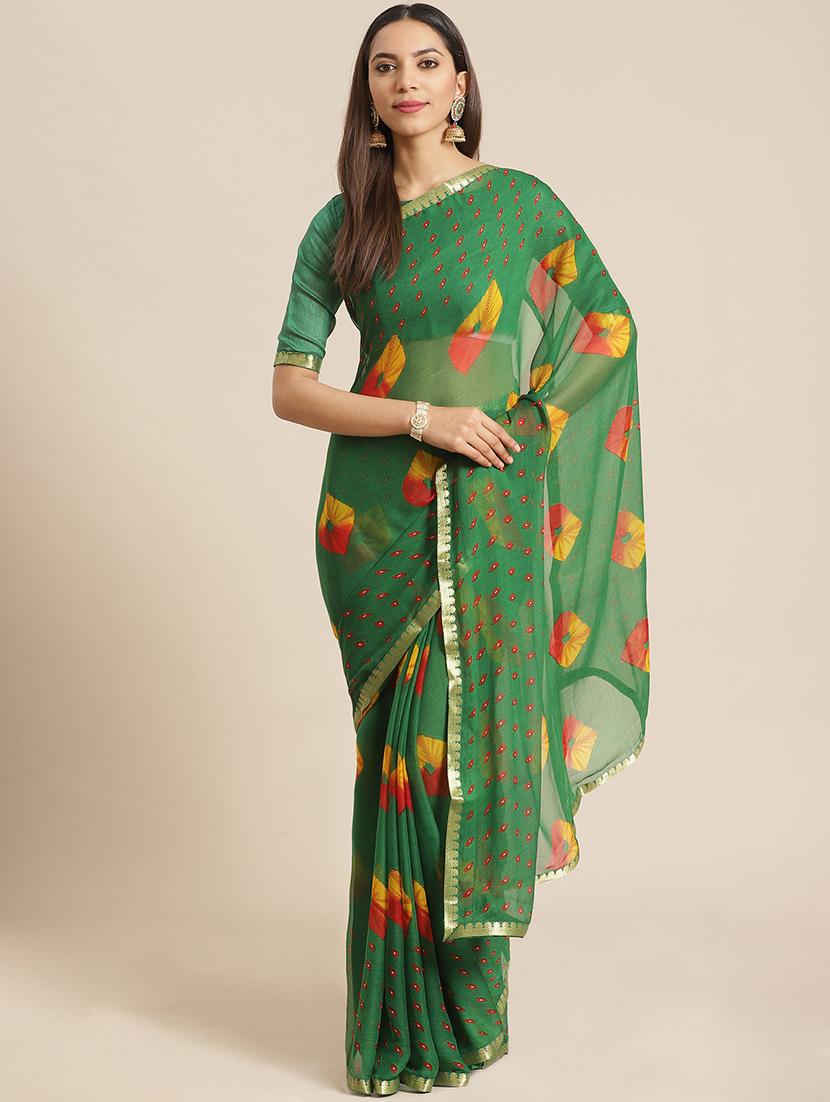 bandhani printed saree with blouse - 17539192 - Zoom Image - 1
