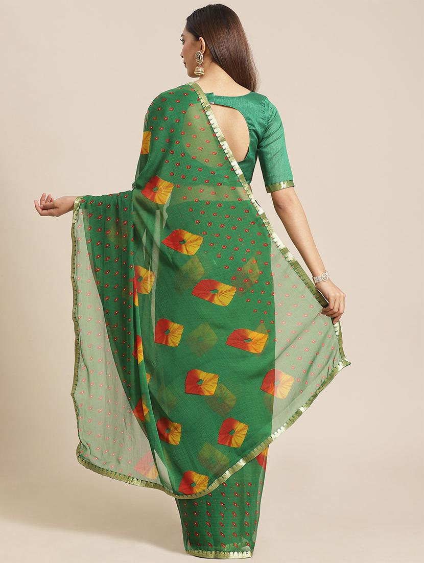 bandhani printed saree with blouse - 17539192 - Zoom Image - 2
