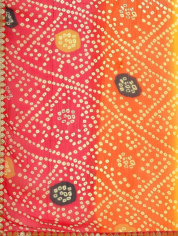 bandhani printed saree with blouse - 17539195 - Zoom Image - 4
