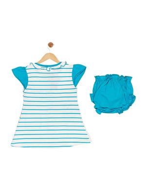 blue cotton blend frock - 17539214 - Standard Image - 2