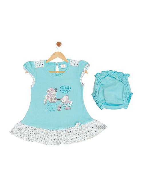 blue cotton blend frock - 17539217 - Standard Image - 1