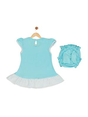 blue cotton blend frock - 17539217 - Standard Image - 2