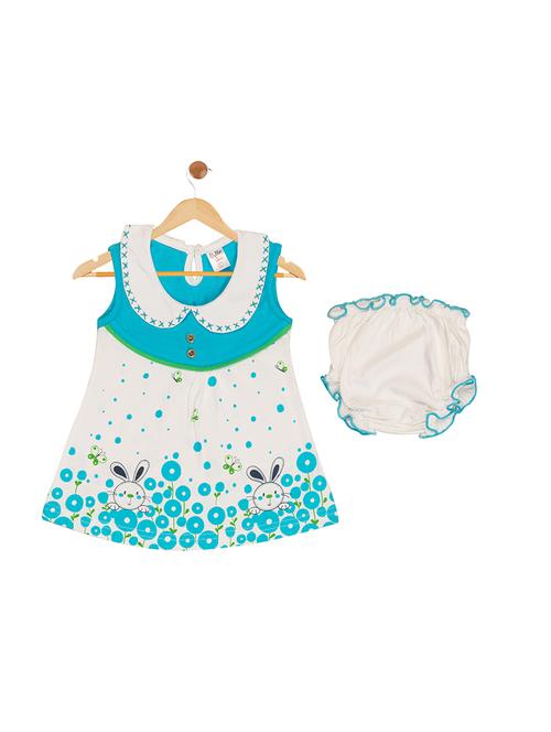 blue cotton blend frock - 17539235 - Standard Image - 1