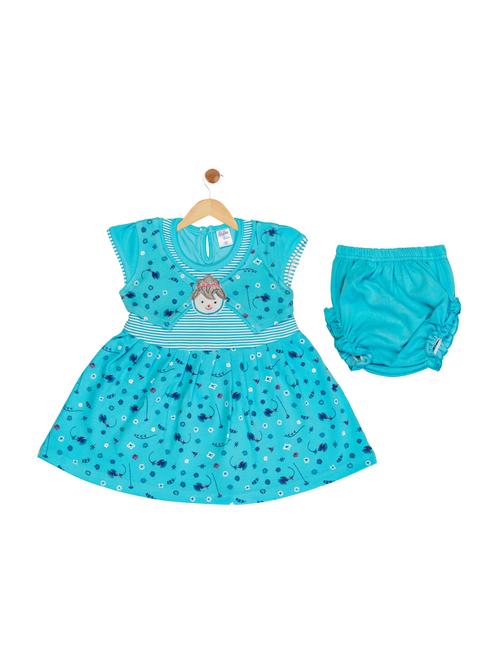 blue cotton blend frock - 17539244 - Standard Image - 1